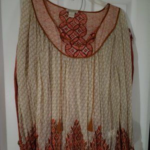 Lucky Brand NWOT Semi Sheer Peasant Top 1X